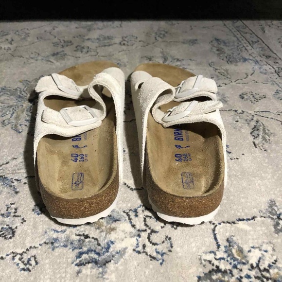 Birkenstock Arizona Soft Slide Sandal Antique White Suede main image 3